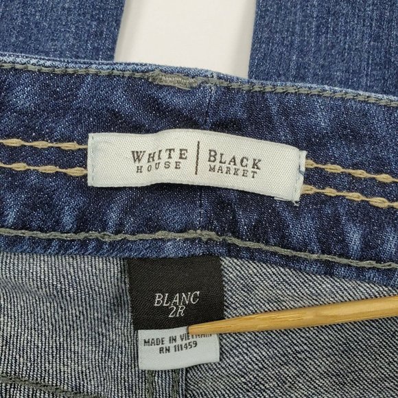 WHBM Womens Jeans sz 2R Blanc Trouser Leg mid rise med/dark wash - Picture 4 of 11